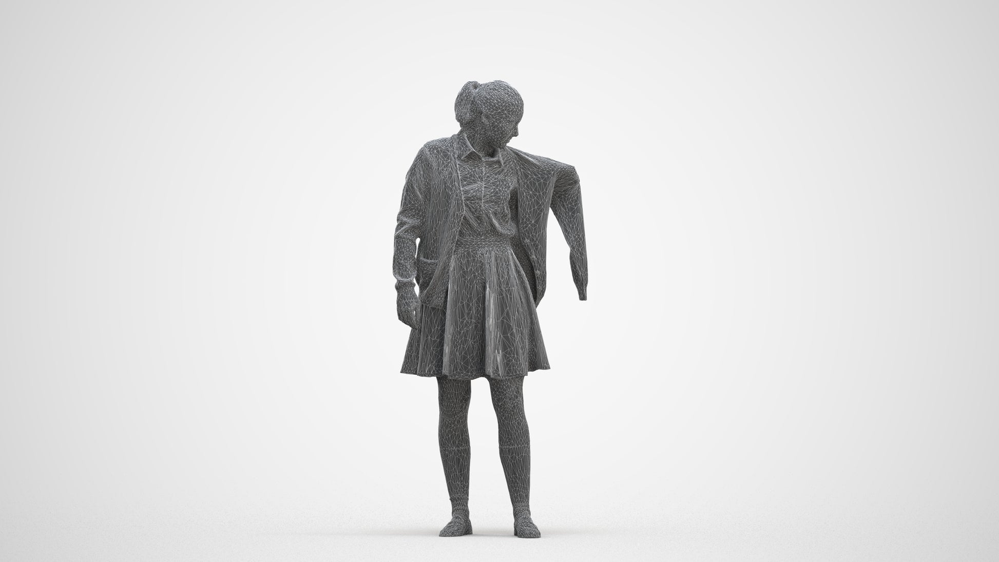 scanned 3D girl kids, photogrammetry people for Enscape and V-Ray, three-quarter front view render
