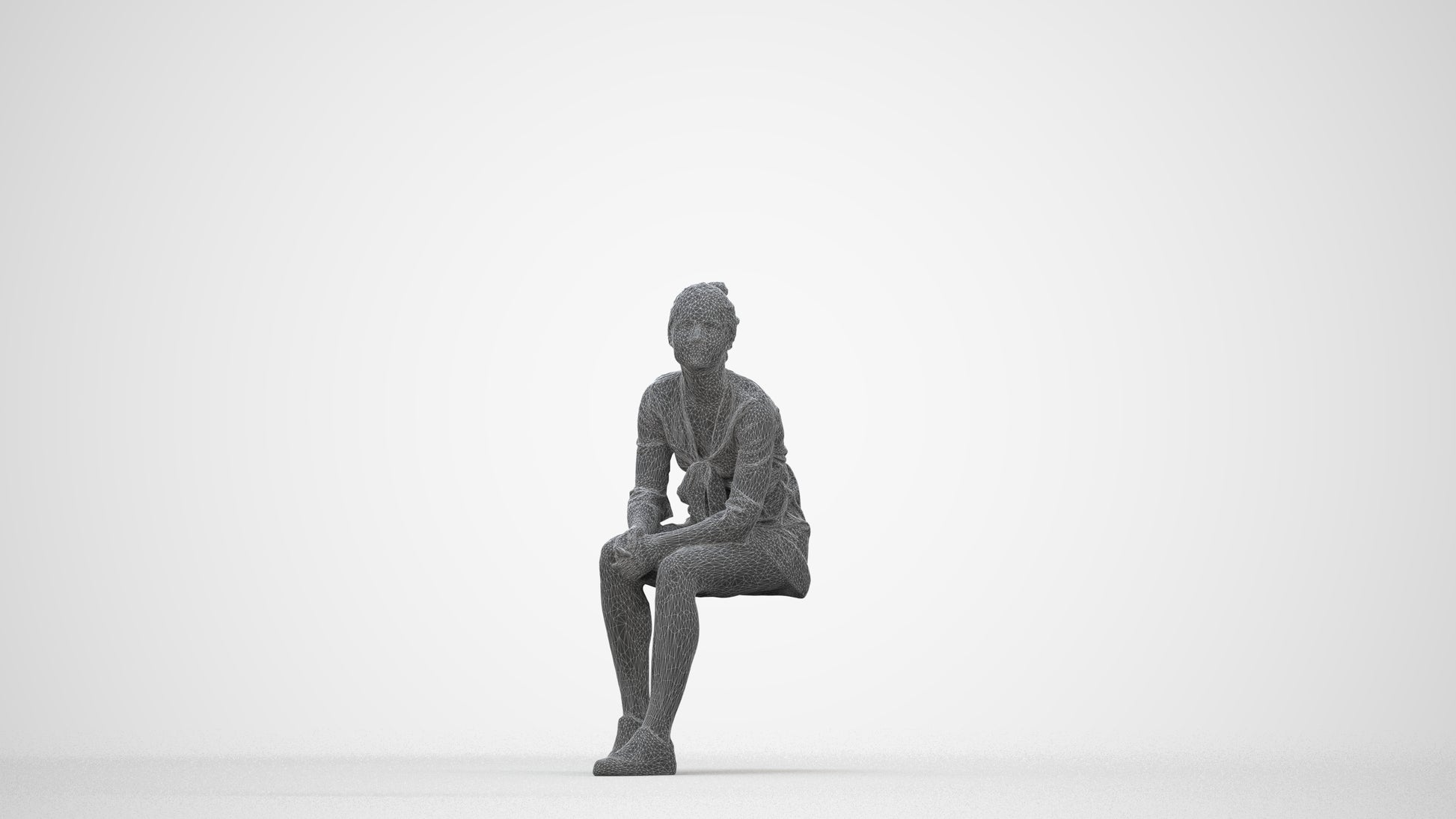 photogrammetry 3D girl casual kids, realistic human model archviz FBX, wireframe back view