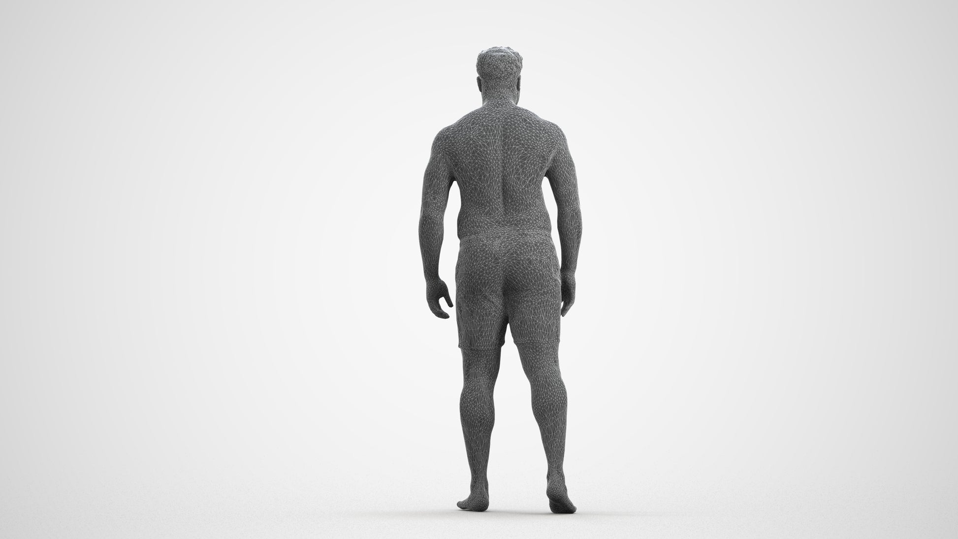 3D scanned man pool, photorealistic archviz people for Enscape and SketchUp, wireframe front view
