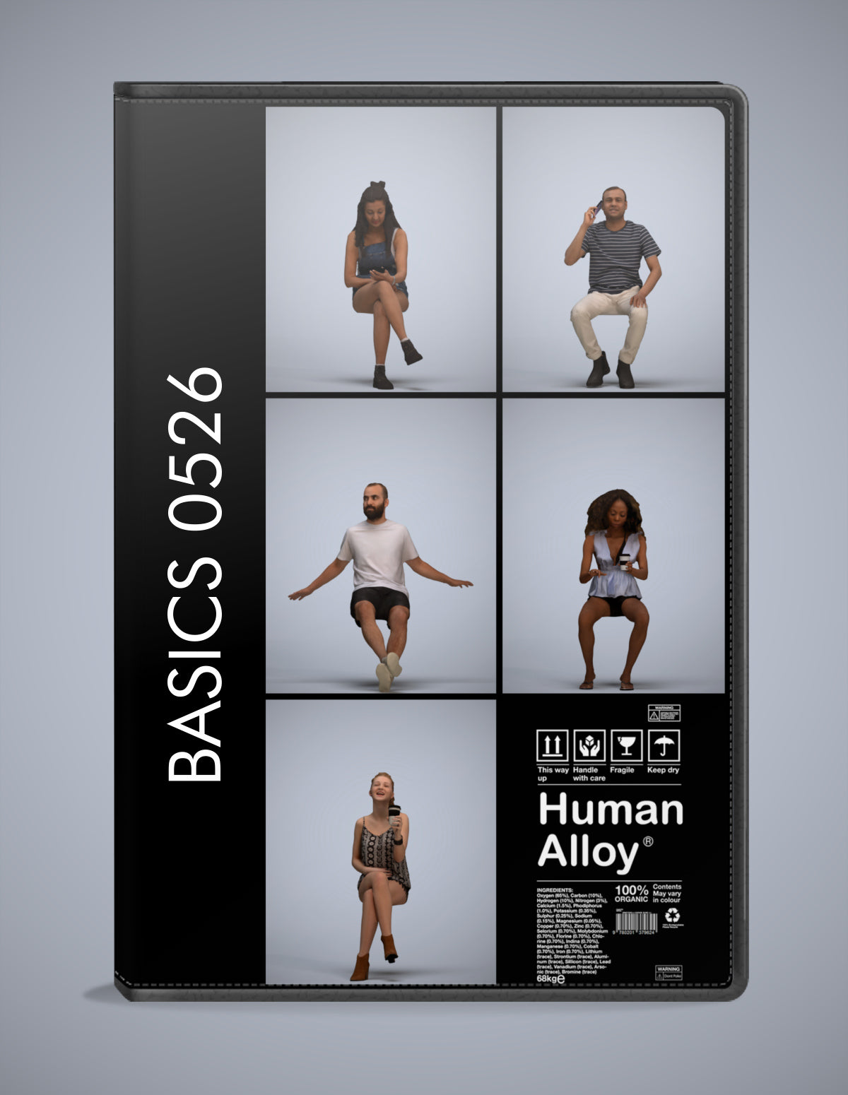 realistic 3D people sitting set, 5 render-ready models for V-Ray and Corona