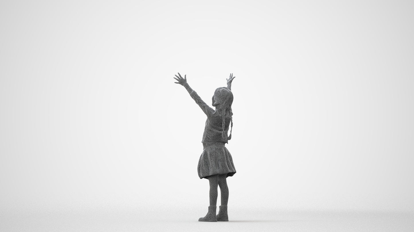 3D scanned girl kids casual, photorealistic archviz people for Enscape and SketchUp, square thumbnail