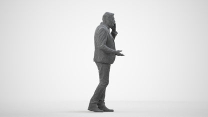 realistic 3D people man business, render-ready for V-Ray and Corona, FBX OBJ, wireframe side view