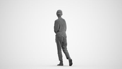 realistic 3D human woman casual walking, archviz people FBX OBJ for Blender, wireframe front view