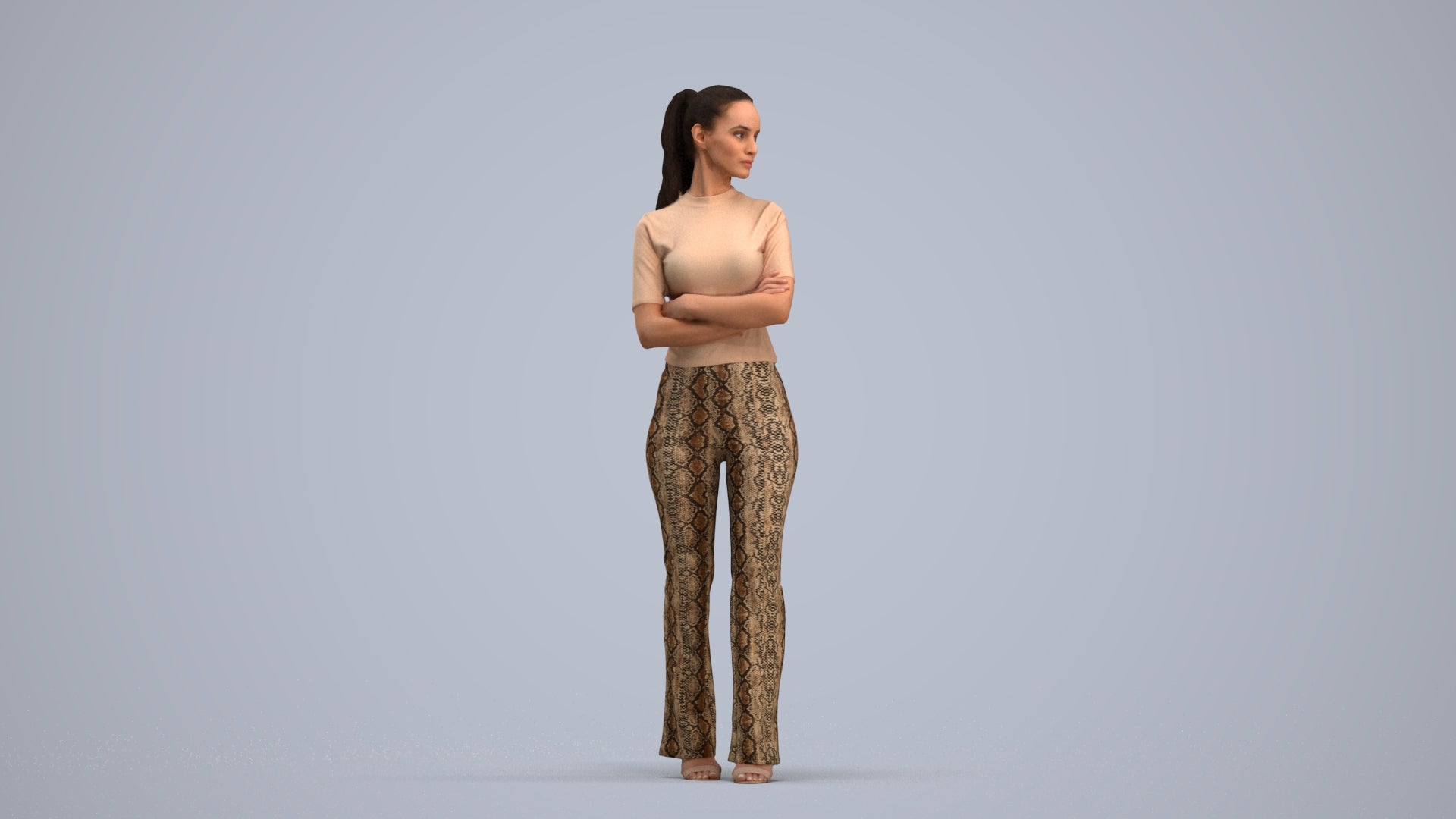 realistic 3D people woman casual standing, render-ready for V-Ray and Corona, FBX OBJ, standing pose render