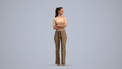 realistic 3D people woman casual standing, render-ready for V-Ray and Corona, FBX OBJ, standing pose render