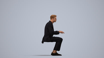 3D scanned man business, photorealistic archviz people for Enscape and SketchUp, side view render