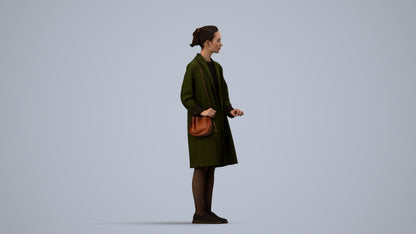 3D people model woman casual standing, scanned human for 3ds Max rendering, side view render