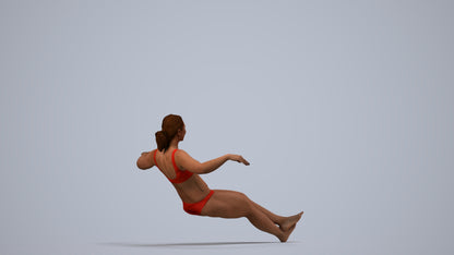 realistic 3D woman pool, scanned archviz people for Blender and 3ds Max, side view render