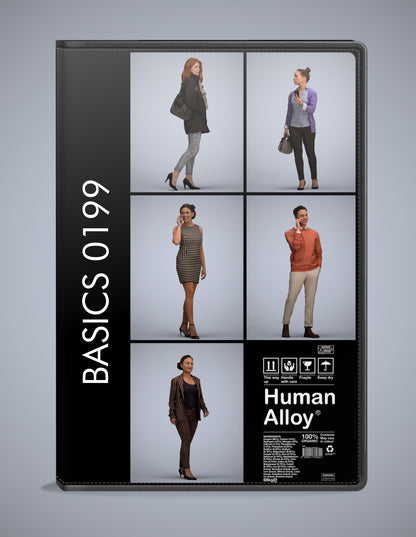 realistic 3D humans walking pack, 5 archviz people FBX OBJ for Blender