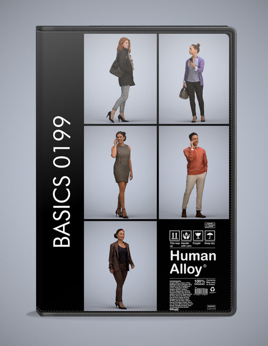 realistic 3D humans walking pack, 5 archviz people FBX OBJ for Blender