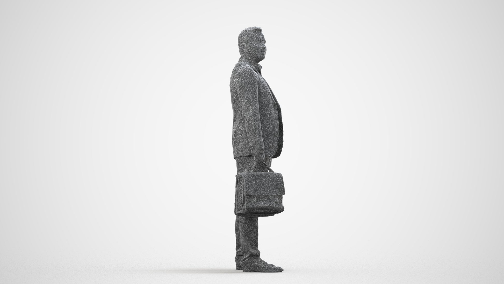 realistic 3D human man business, archviz people FBX OBJ for Blender, wireframe side view