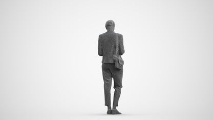 3D human model woman business standing, photogrammetry scanned person for archviz, wireframe front view