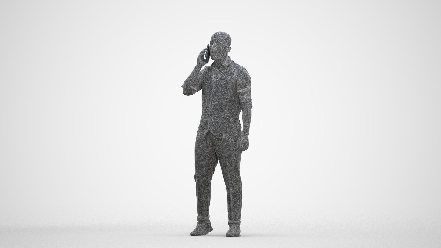 realistic 3D man business, scanned archviz people for Blender and 3ds Max, three-quarter front view render