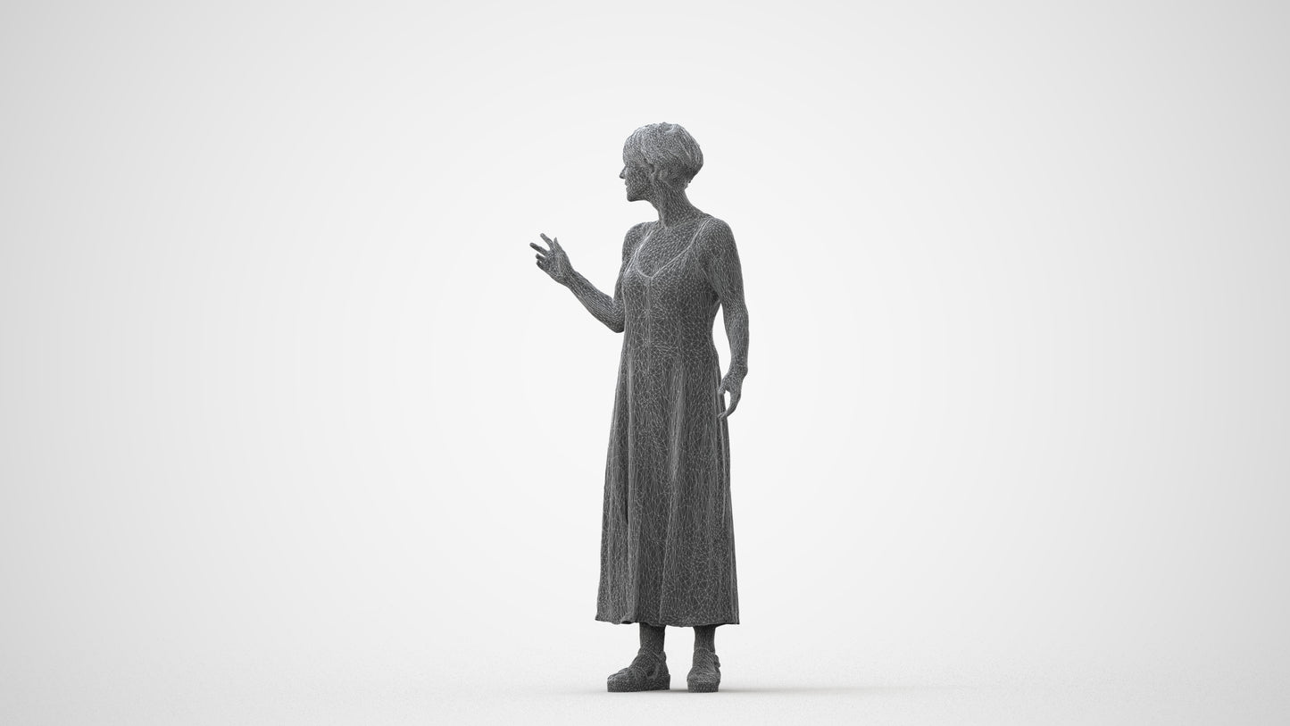 realistic 3D senior woman standing, scanned archviz people for Blender and 3ds Max, square thumbnail