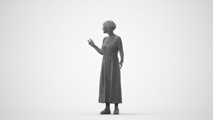 realistic 3D senior woman standing, scanned archviz people for Blender and 3ds Max, square thumbnail