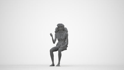 photogrammetry 3D woman casual sitting, realistic human model archviz FBX, wireframe back view