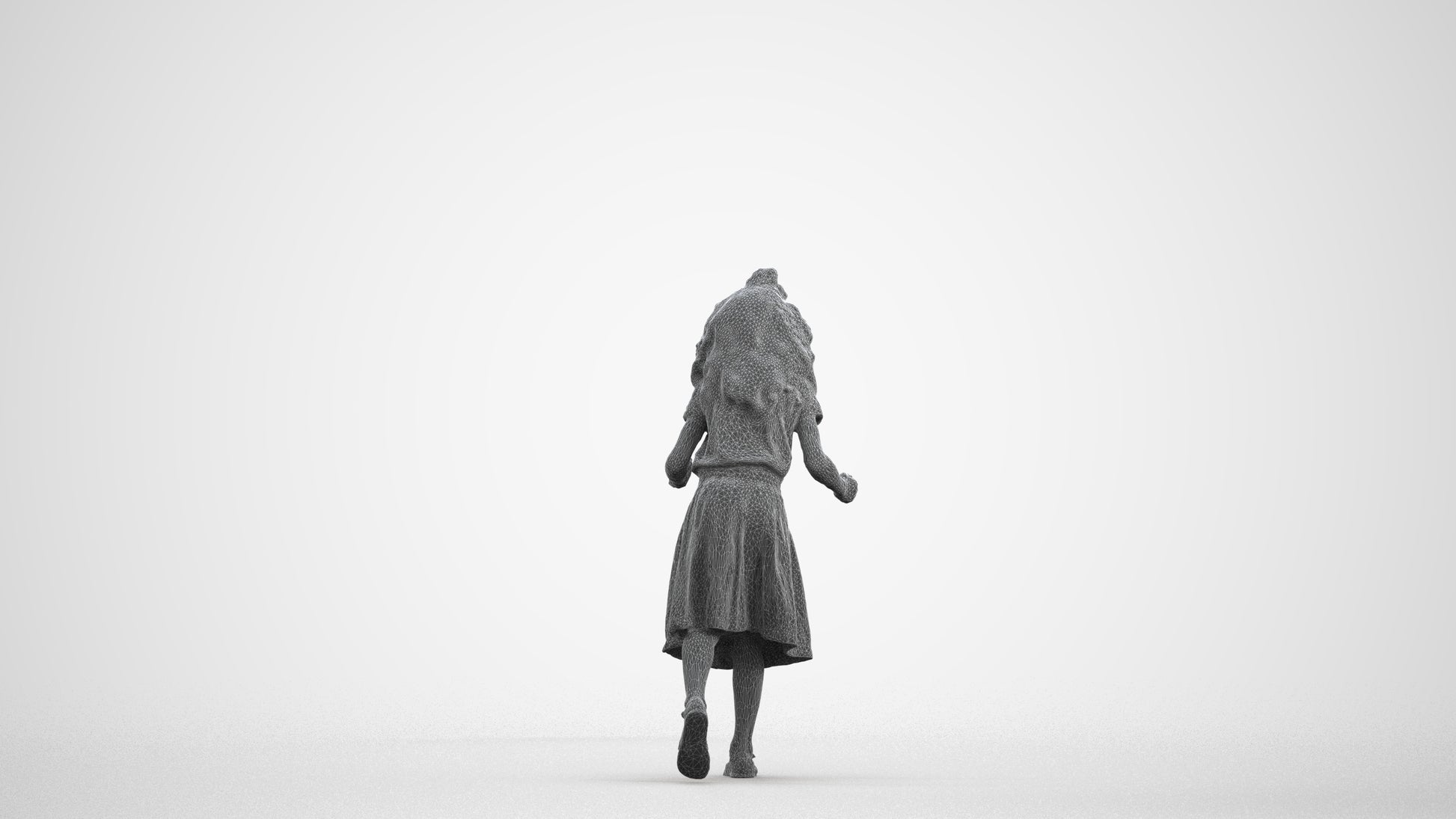 realistic 3D human girl casual kids, archviz people FBX OBJ for Blender, wireframe front view
