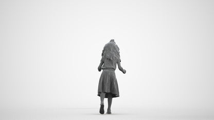 realistic 3D human girl casual kids, archviz people FBX OBJ for Blender, wireframe front view