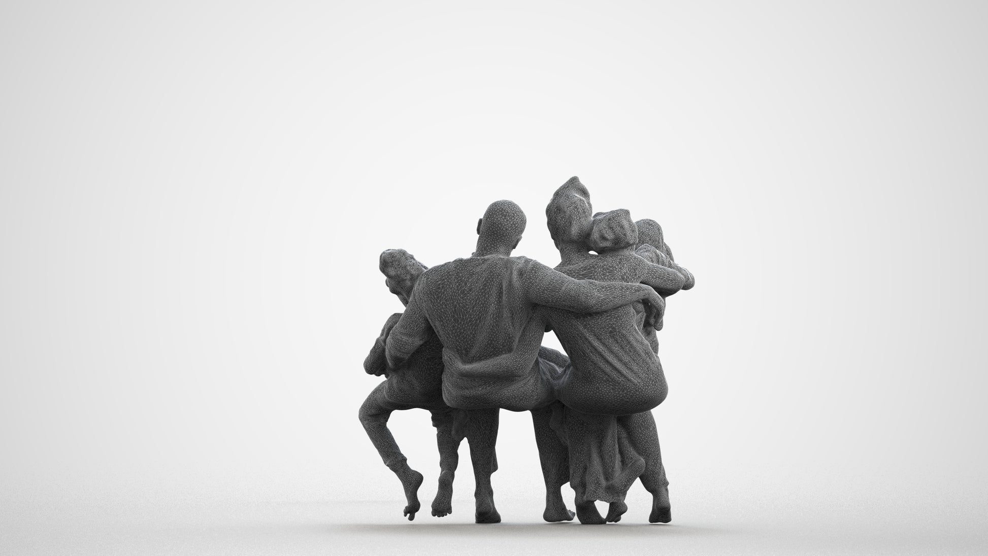 scanned 3D girl casual kids, photogrammetry people for Enscape and V-Ray, wireframe front view
