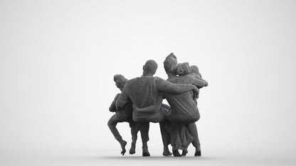 scanned 3D girl casual kids, photogrammetry people for Enscape and V-Ray, wireframe front view