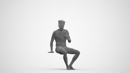 scanned 3D man pool, photogrammetry people for Enscape and V-Ray, three-quarter front view render