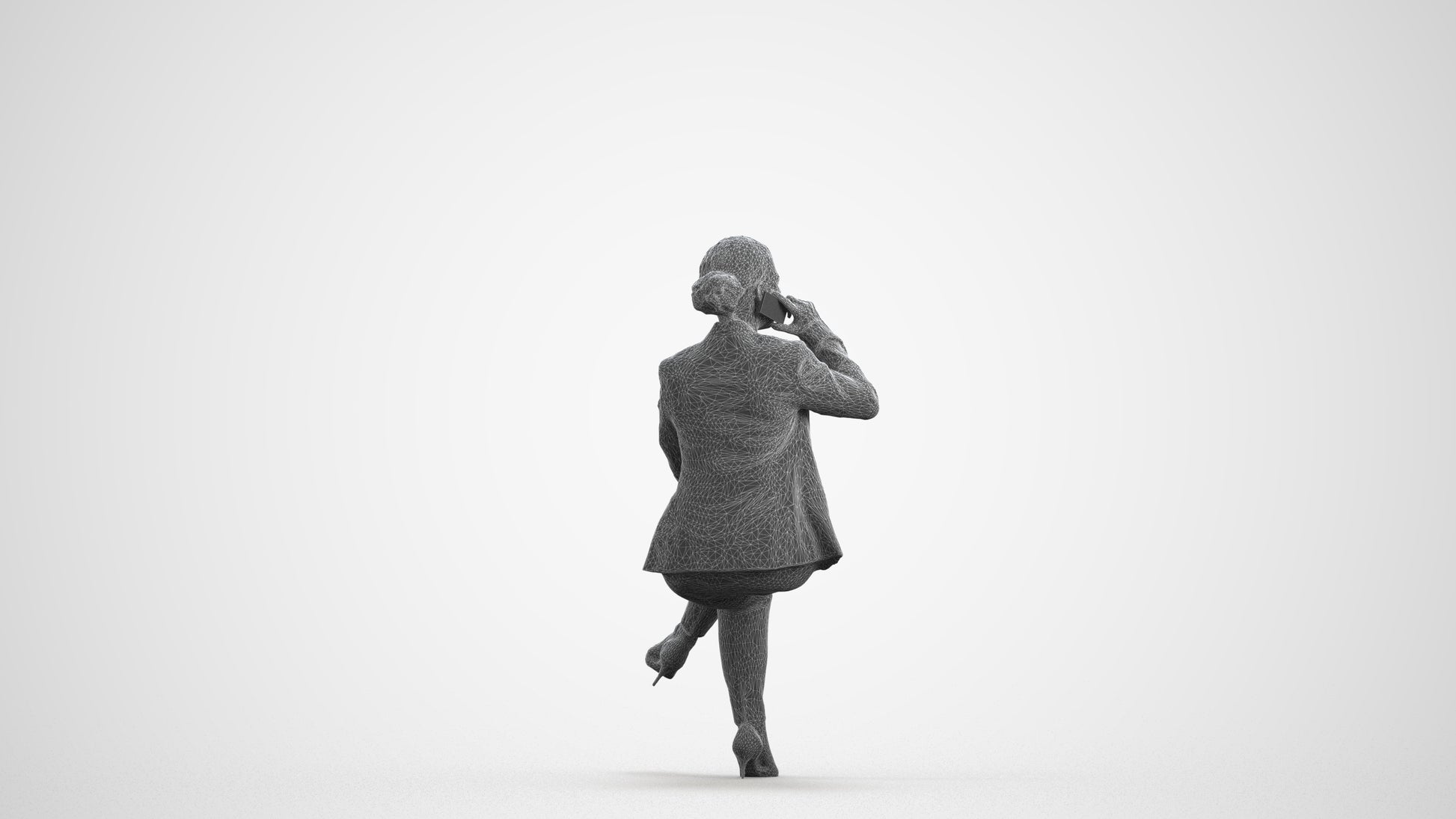 photogrammetry 3D woman business, realistic human model archviz FBX, wireframe front view