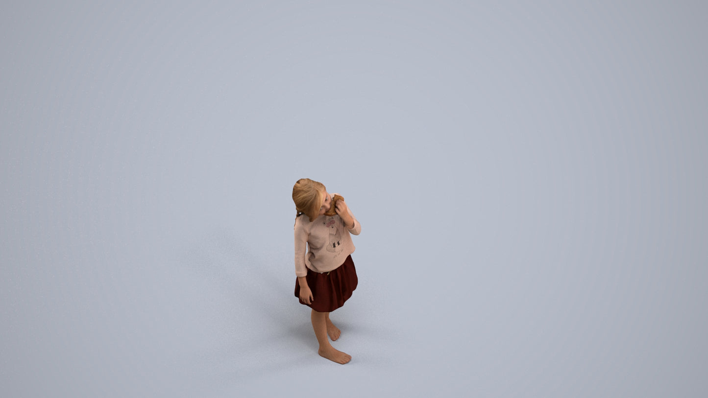 photogrammetry 3D girl kids, realistic human model archviz FBX, back view render