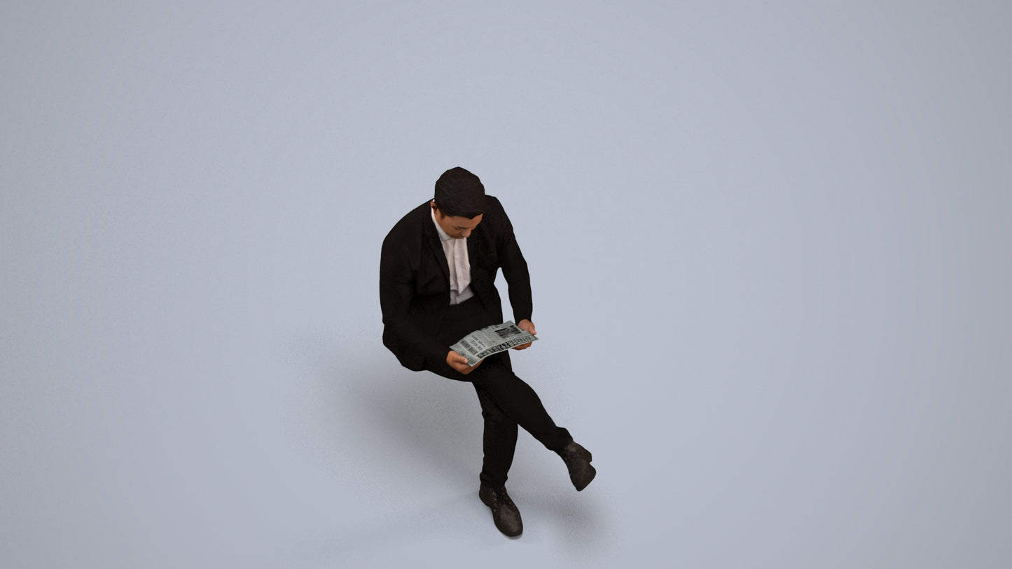 scanned 3D man business, photogrammetry people for Enscape and V-Ray, back view render
