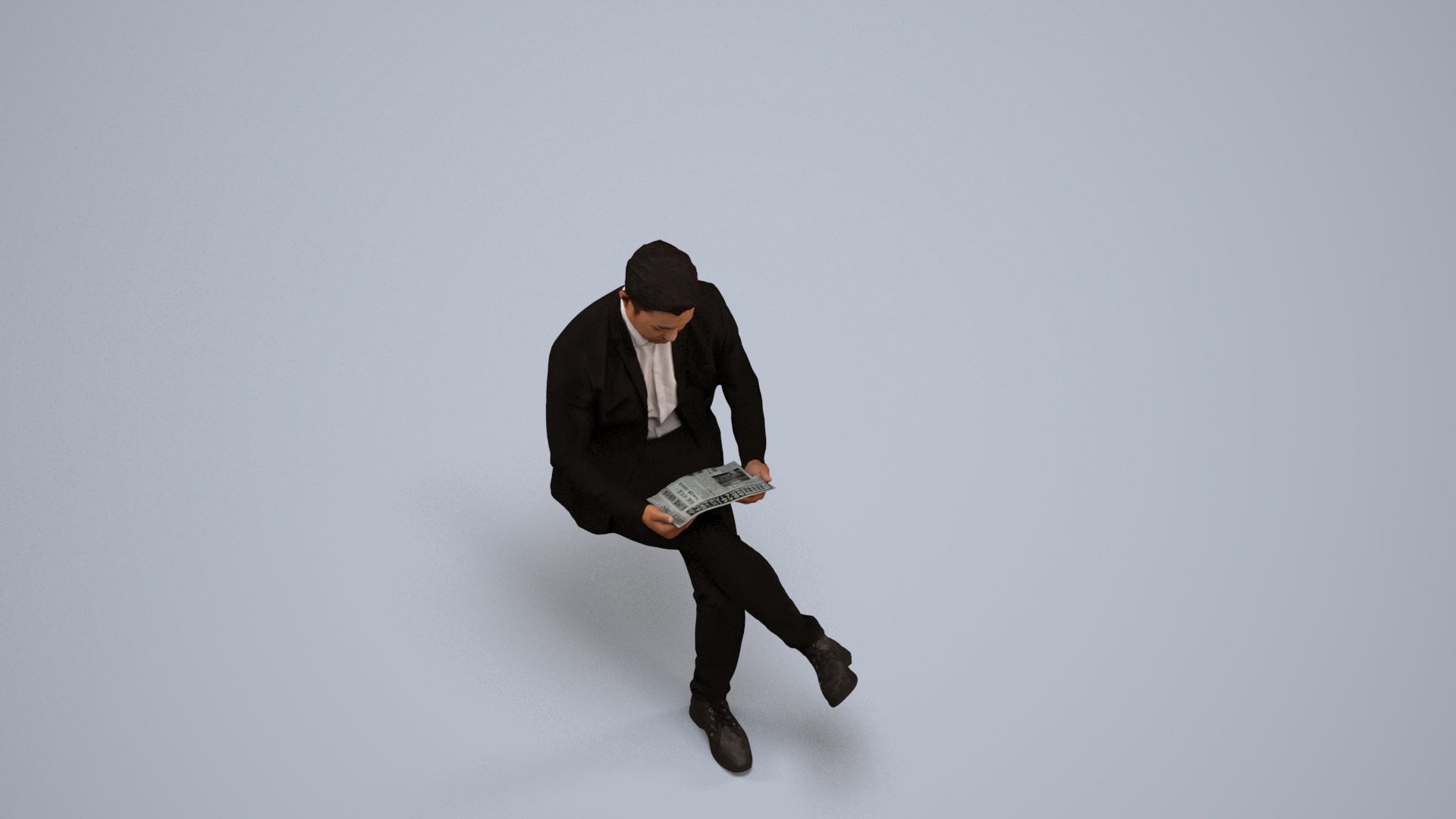 scanned 3D man business, photogrammetry people for Enscape and V-Ray, back view render