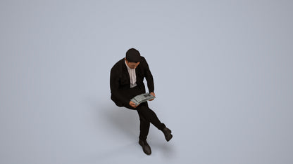 scanned 3D man business, photogrammetry people for Enscape and V-Ray, back view render