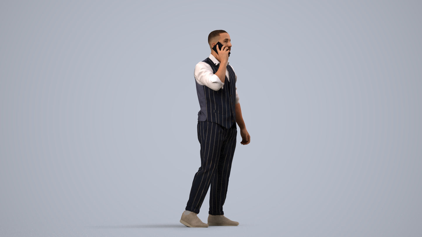 realistic 3D man business, scanned archviz people for Blender and 3ds Max, side view render