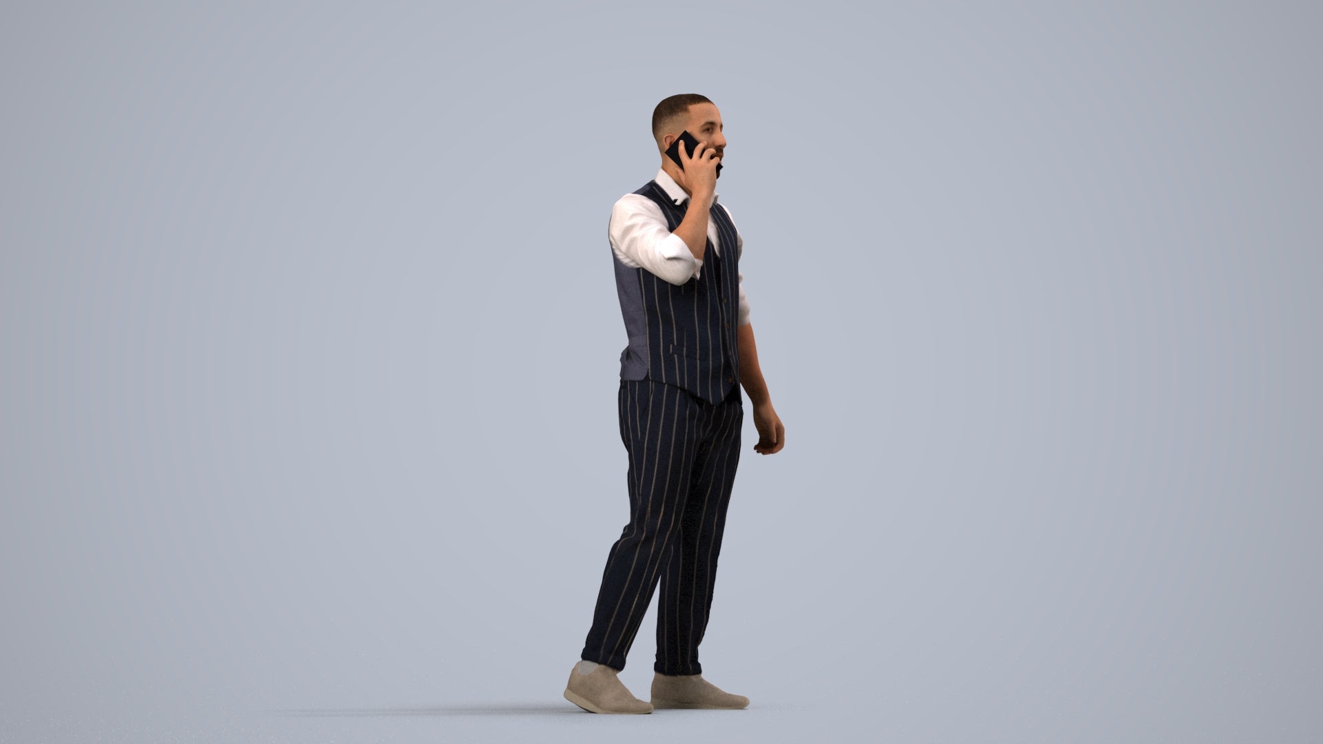 realistic 3D man business, scanned archviz people for Blender and 3ds Max, side view render