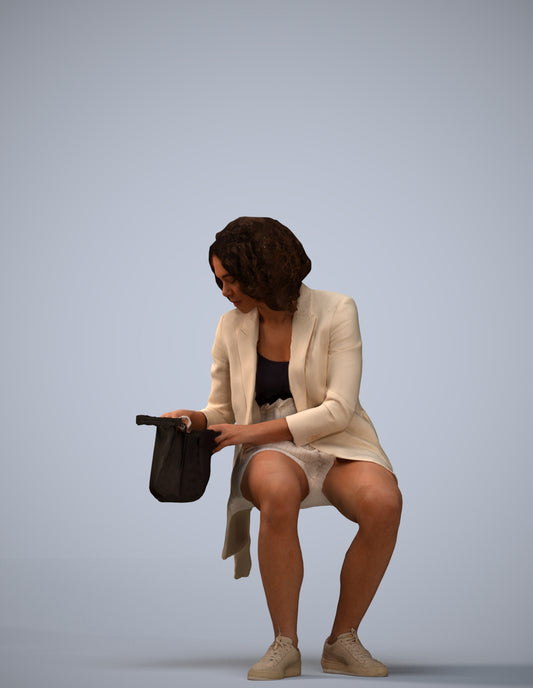 3D people model woman business sitting, scanned human for 3ds Max rendering