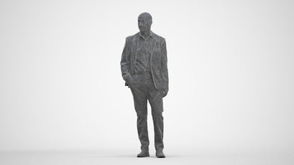 3D scanned senior man business, photorealistic archviz people for Enscape and SketchUp, three-quarter front view render