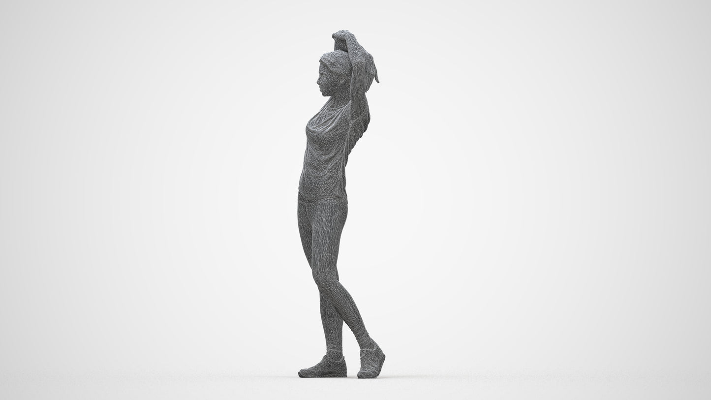 realistic 3D people woman sport, render-ready for V-Ray and Corona, FBX OBJ, wireframe back view