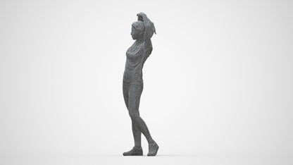 realistic 3D people woman sport, render-ready for V-Ray and Corona, FBX OBJ, wireframe back view