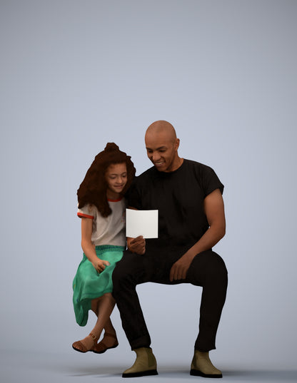 3D people model girl casual kids, scanned human for 3ds Max rendering