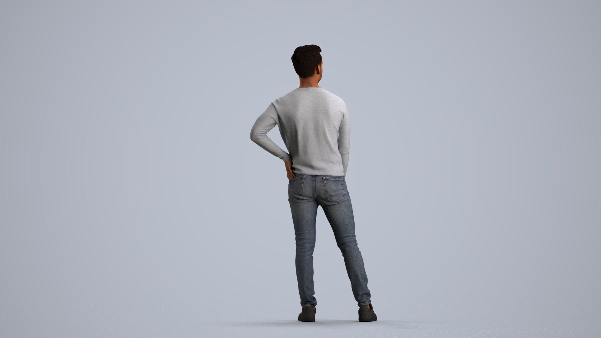 realistic 3D man casual standing, scanned archviz people for Blender and 3ds Max, front view render