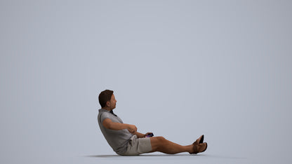 3D scanned man sitting casual, photorealistic archviz people for Enscape and SketchUp, front view render