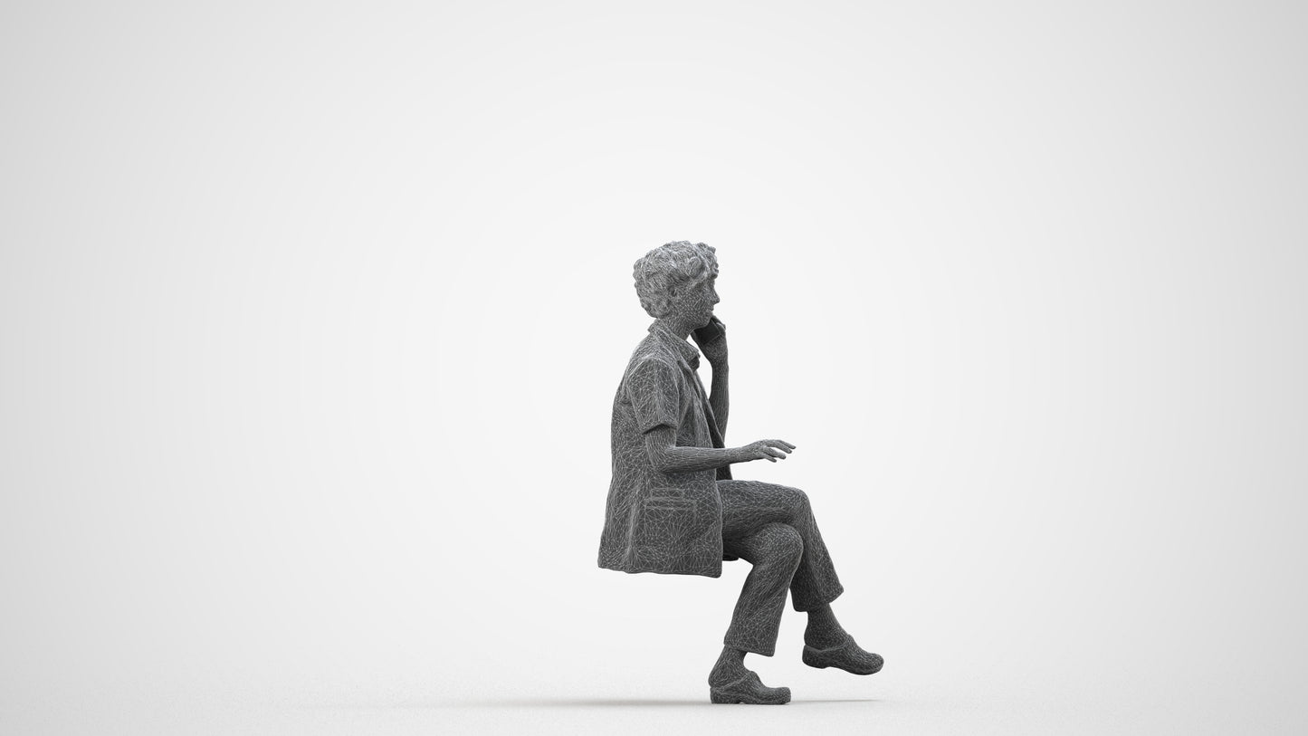scanned 3D woman standing, photogrammetry people for Enscape and V-Ray, wireframe side view