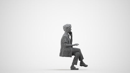 scanned 3D woman standing, photogrammetry people for Enscape and V-Ray, wireframe side view
