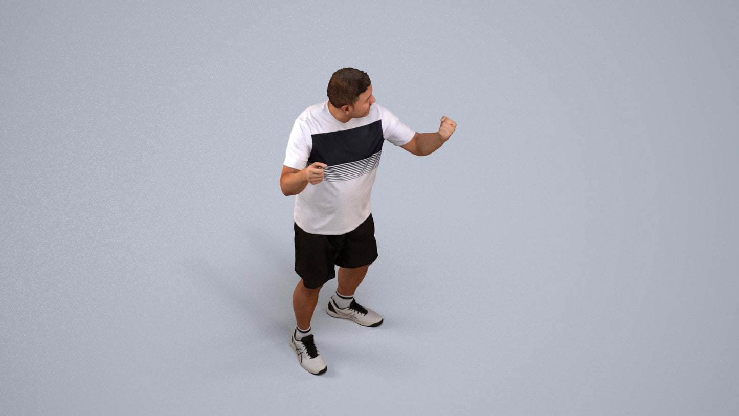 photogrammetry 3D man sport, realistic human model archviz FBX, back view render