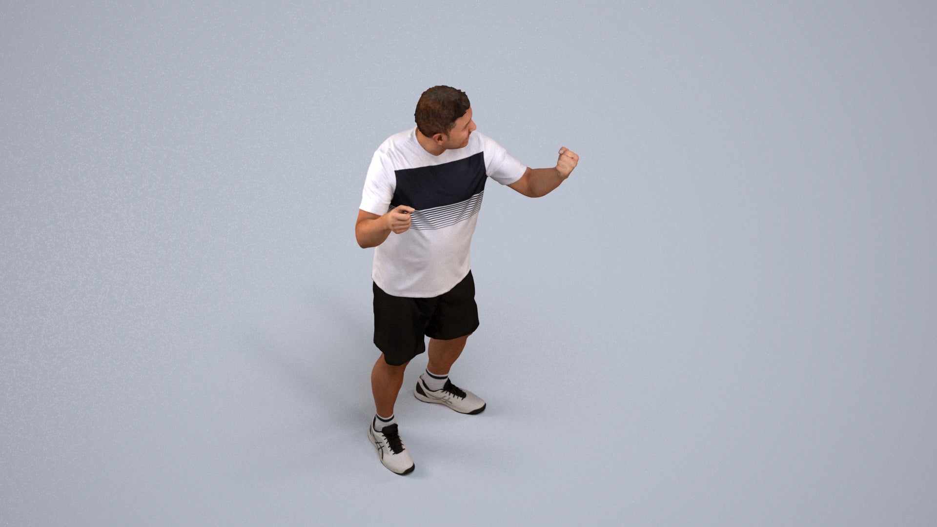 photogrammetry 3D man sport, realistic human model archviz FBX, back view render