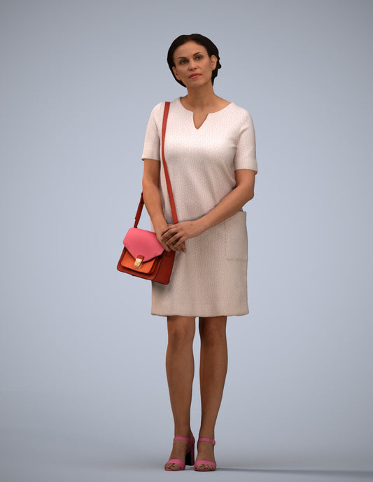 scanned 3D woman business standing, photogrammetry people for Enscape and V-Ray