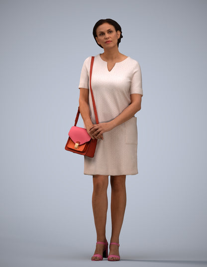 scanned 3D woman business standing, photogrammetry people for Enscape and V-Ray