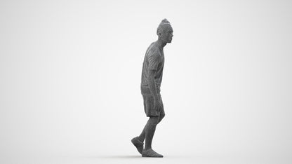 3D human model man sport, photogrammetry scanned person for archviz, wireframe side view