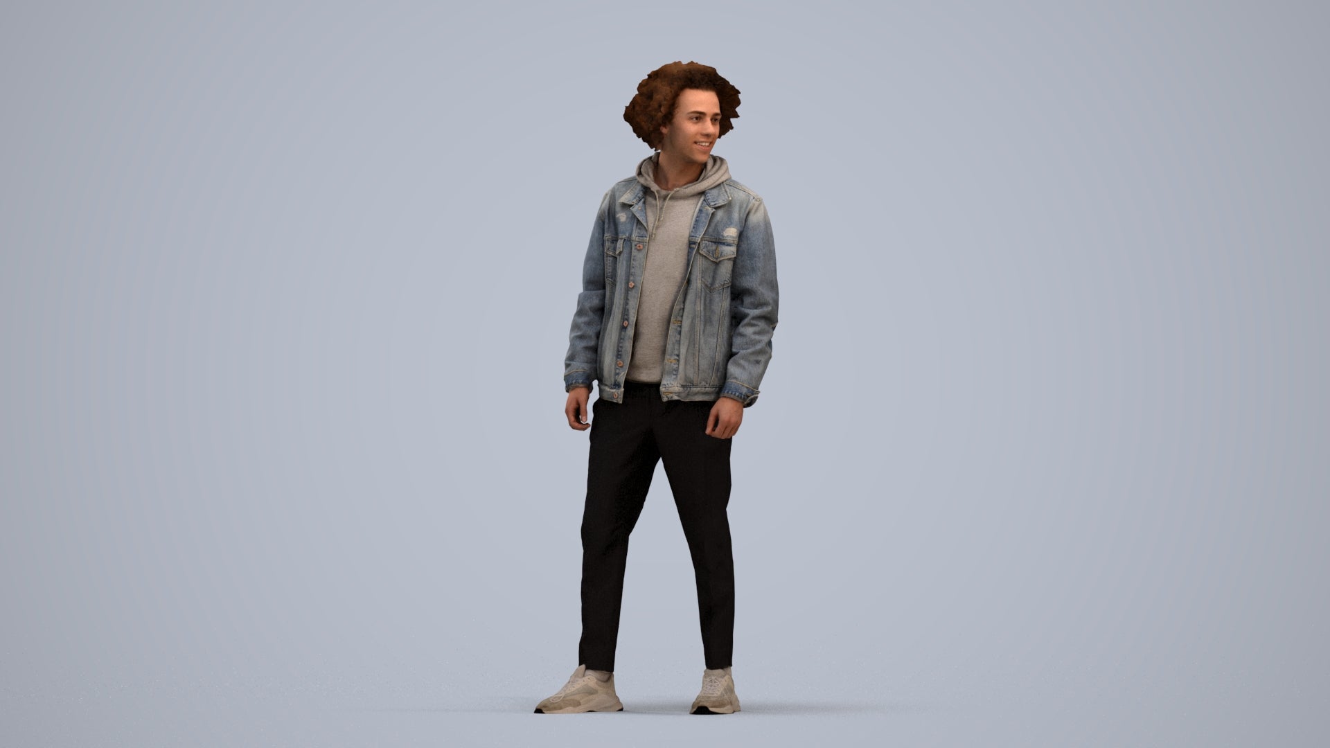 3D human model man casual standing, photogrammetry scanned person for archviz, standing pose render