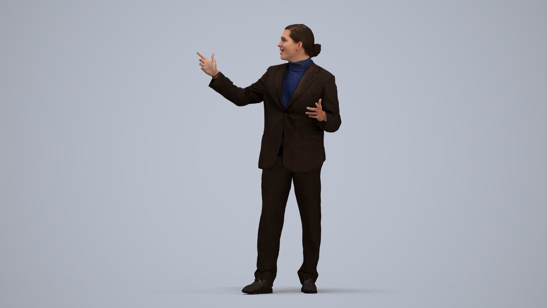 realistic 3D human man business, archviz people FBX OBJ for Blender, standing pose render