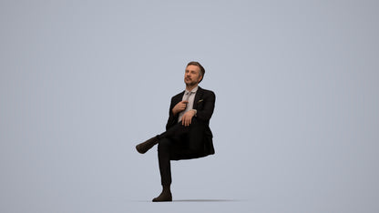 3D people model man business, scanned human for 3ds Max rendering, top-down view render