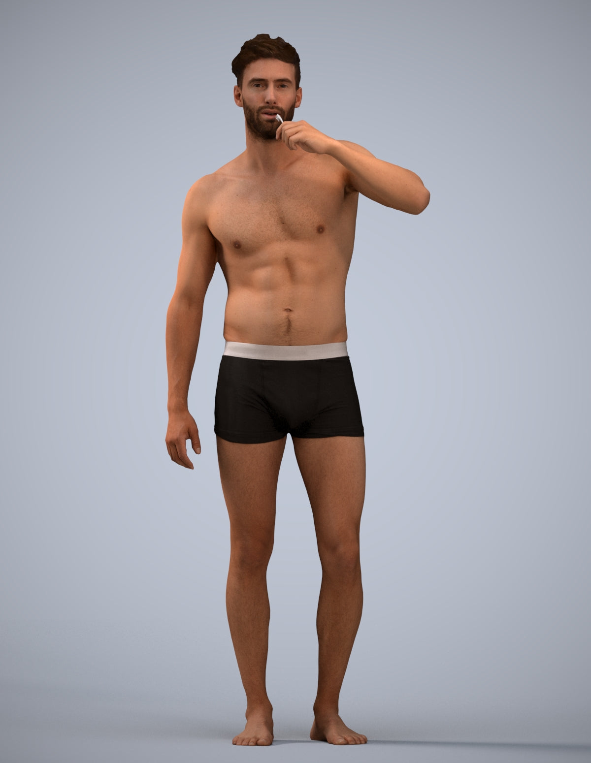 3D human model man bathroom, photogrammetry scanned person for archviz